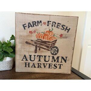 Farm Fresh Autumn Harvest Sign – Hand Crafted Rustic Fall Decor – Made in Canada